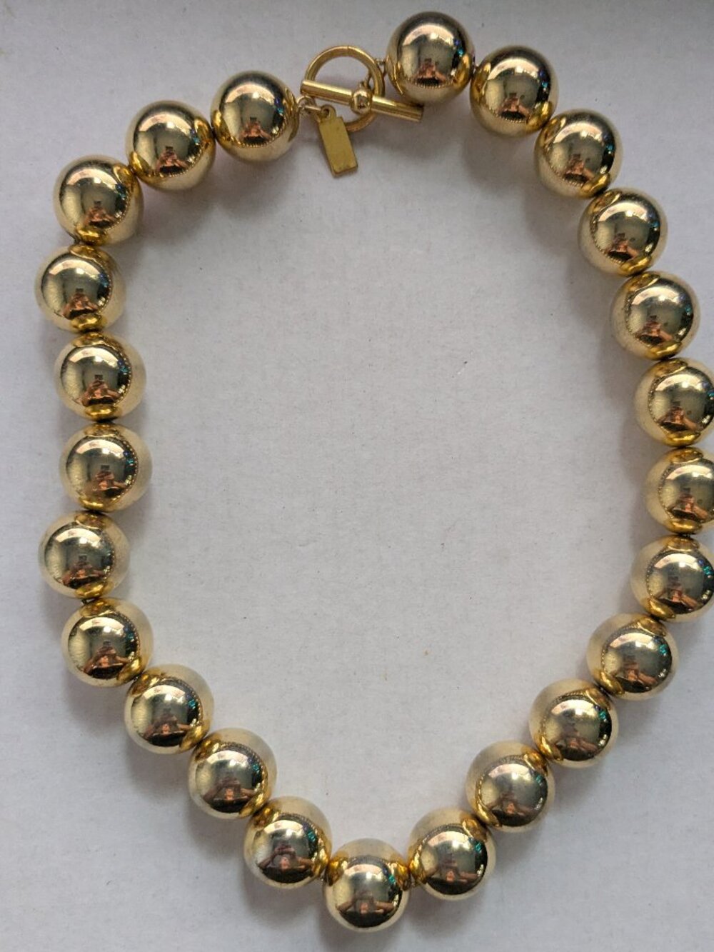 TALBOTS Gold Tone Large Ball Beaded Necklace